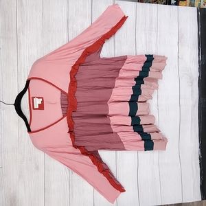 Anthropologie layered multicolored 3/4 sleeve top